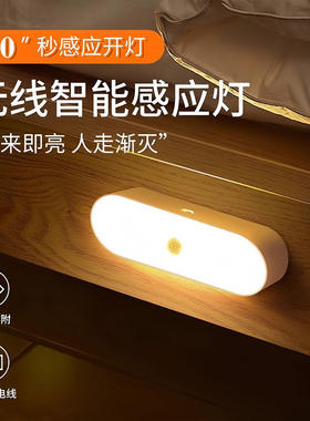 磁吸充电人体感应灯智能声控超长续航小夜灯家用过道墙壁起夜神器