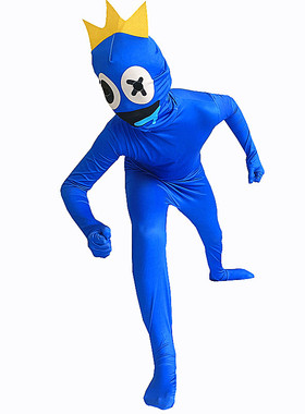 万圣节服装 彩虹朋友ROBLOX游戏人物装扮蓝色小怪物cos连体衣面具