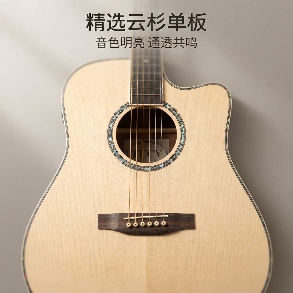 TUCY41寸雅典花单板民谣吉他