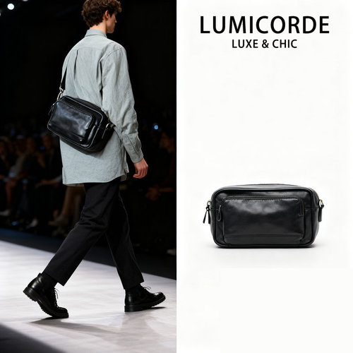 Lumicorde真皮男士机车斜挎包