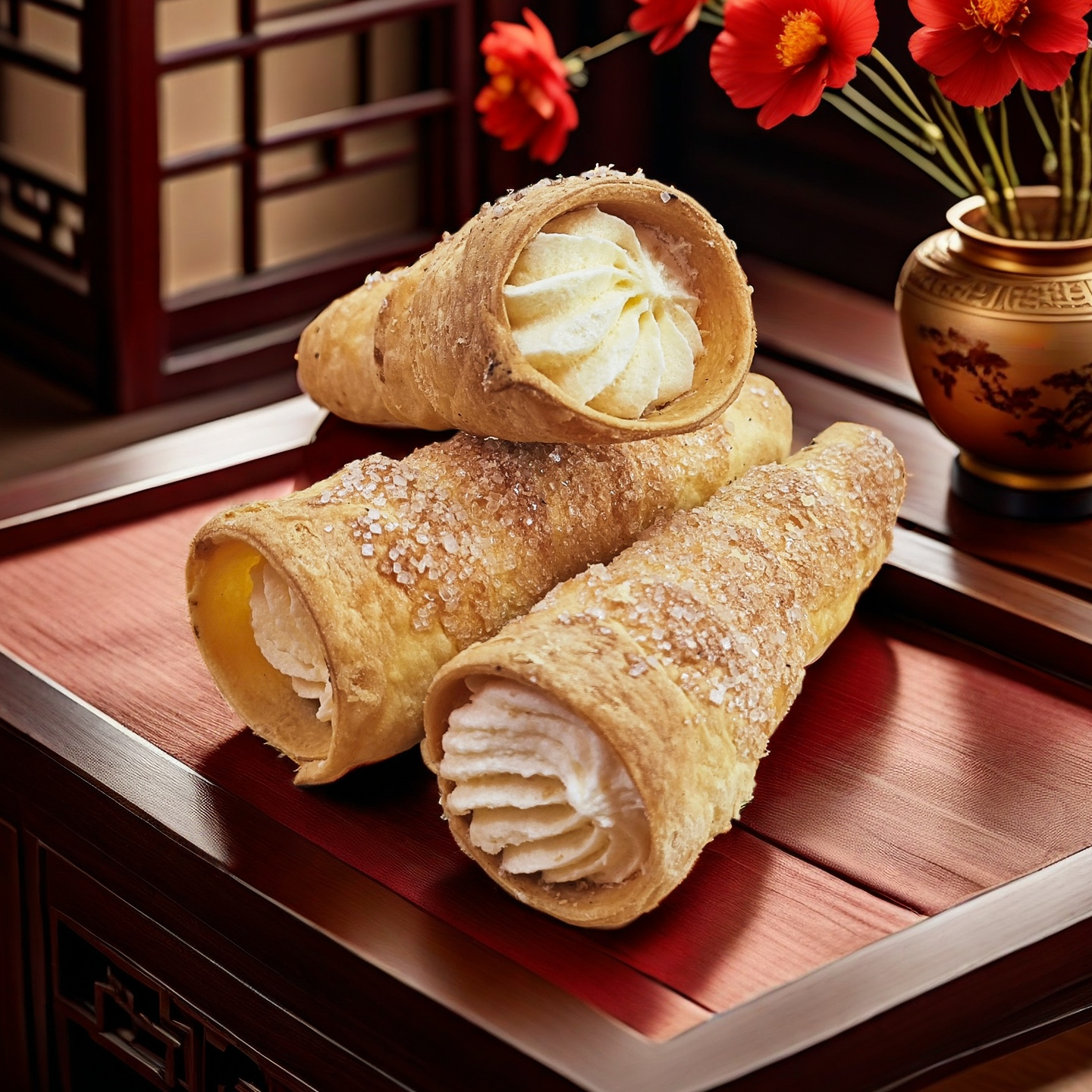 特产糕点 西式奶油牛角酥 圆筒脆皮奶油甜品休闲零食小点心