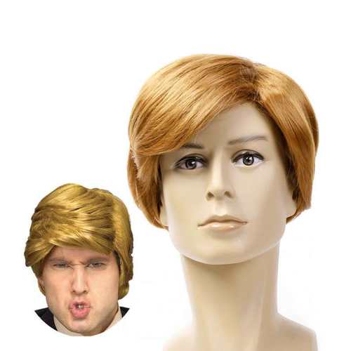 表演外国人总统金色假发