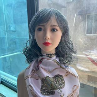 老奶奶假发表演假发蓬松长卷发老人花白色中长烫卷发老太太全头套