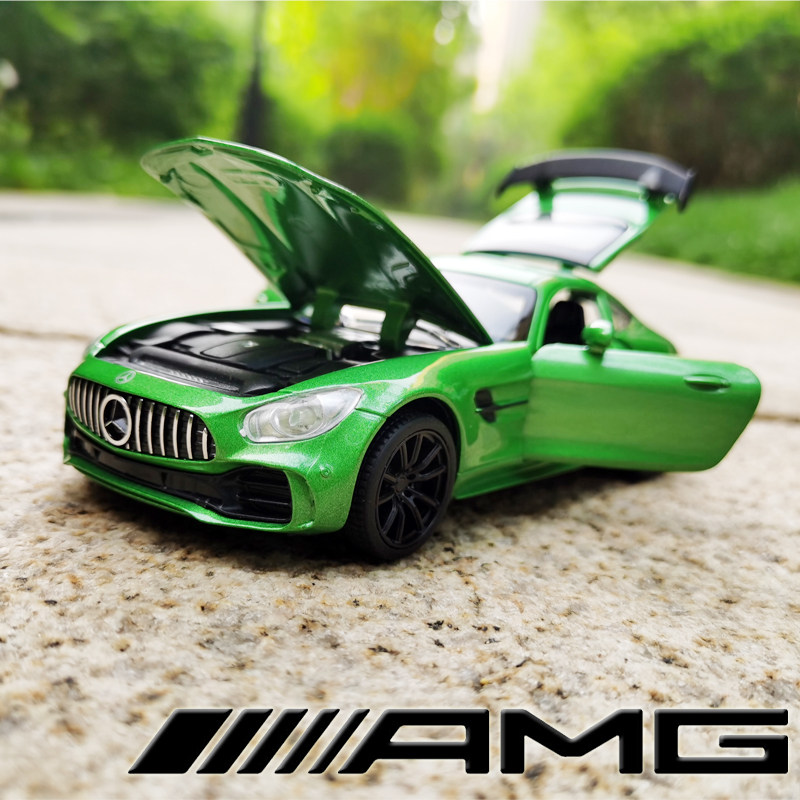 메르세데스-벤츠 AMG 스포츠카 GTR 합금 자동차 모델 소년 선물 어린이 풀백 장난감 자동차 시뮬레이션 소리와 빛 모델