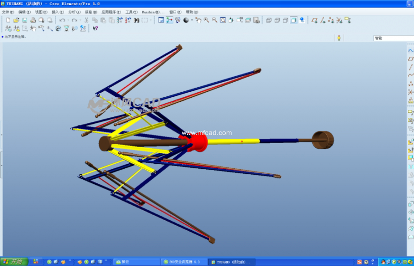 折叠雨伞3d图纸proe5.0设计有机构含参数可编辑【614】