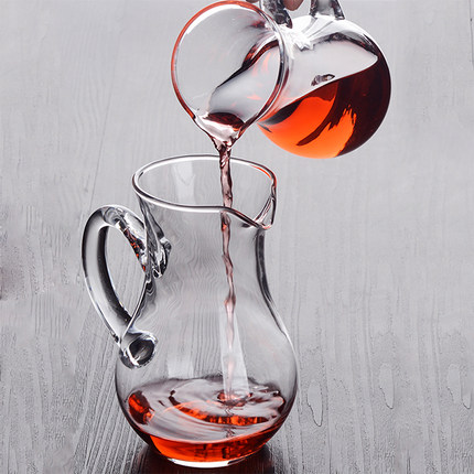 无色透明玻璃分酒醒酒器白酒红酒洋酒烈酒无刻度带把壶调酒器公杯