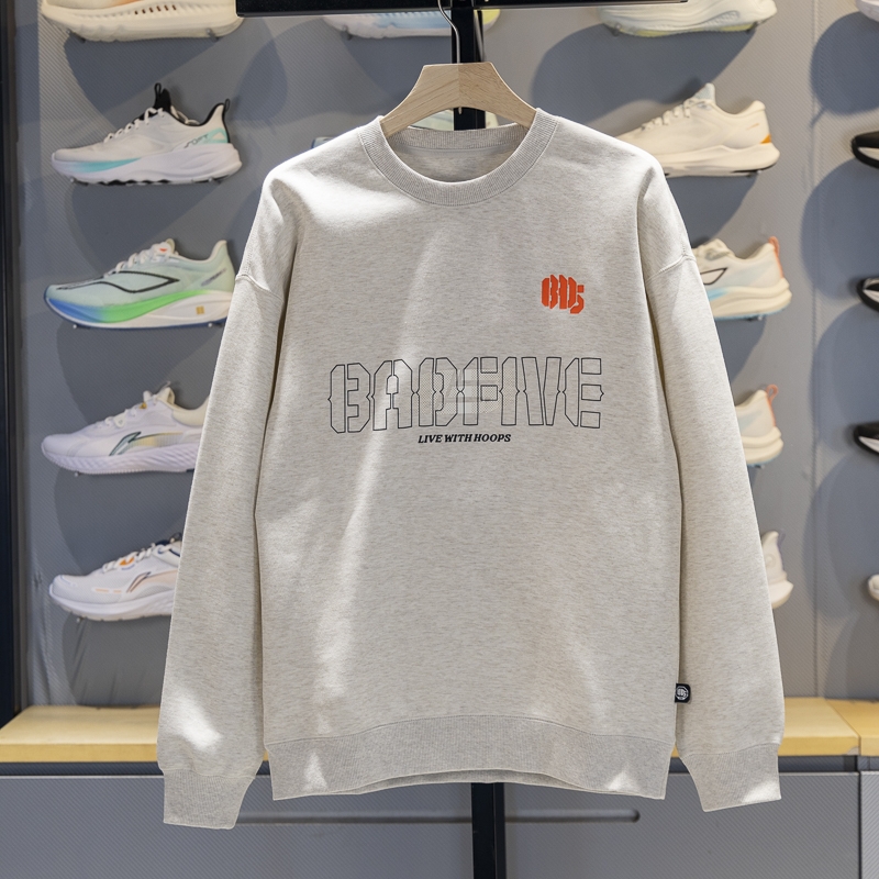 李宁男子圆领宽松套头卫衣