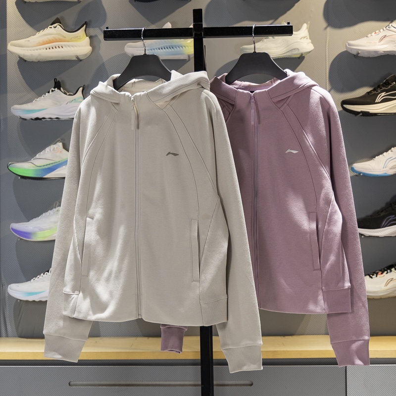 李宁女子连帽加绒保暖开衫卫衣