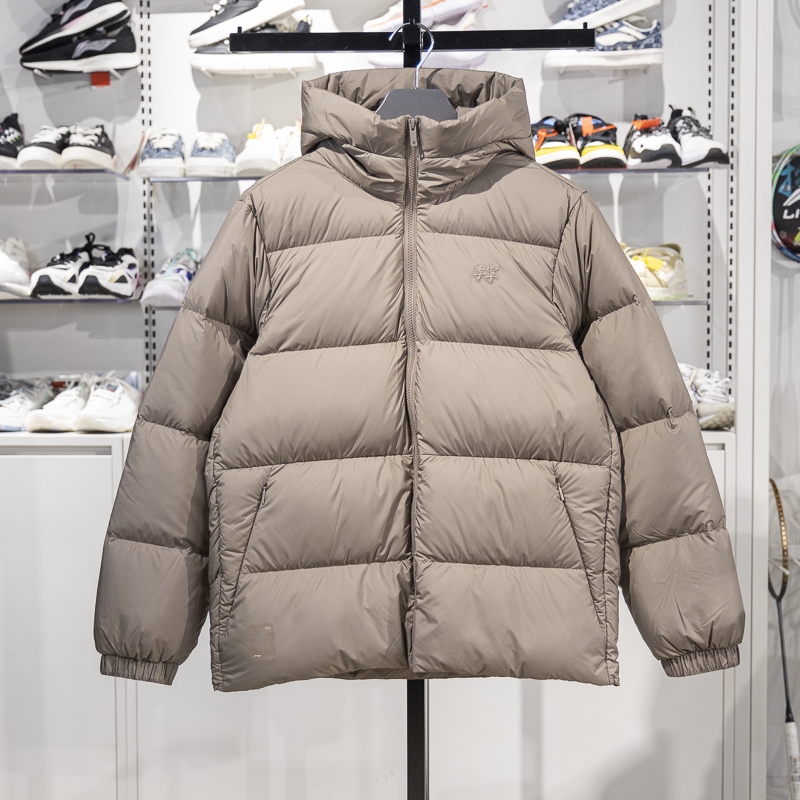 李宁保暖连帽短款男子羽绒服