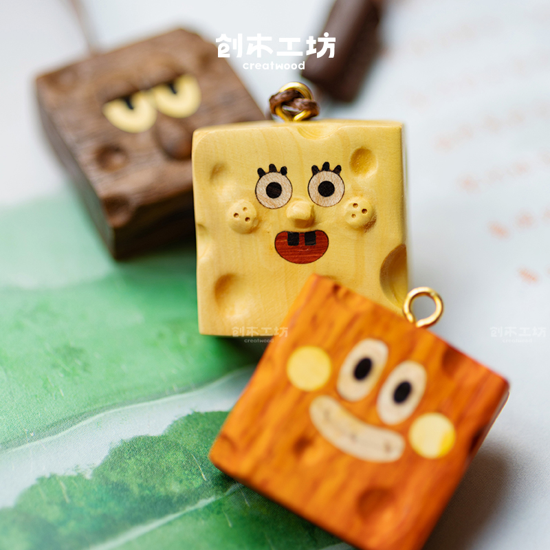 海绵宝宝冰箱贴挂件/实木质磁吸