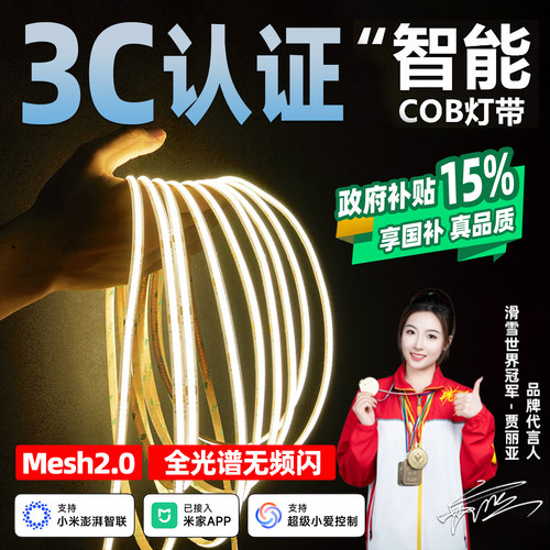 智能COB灯带无极调光调色24V自粘