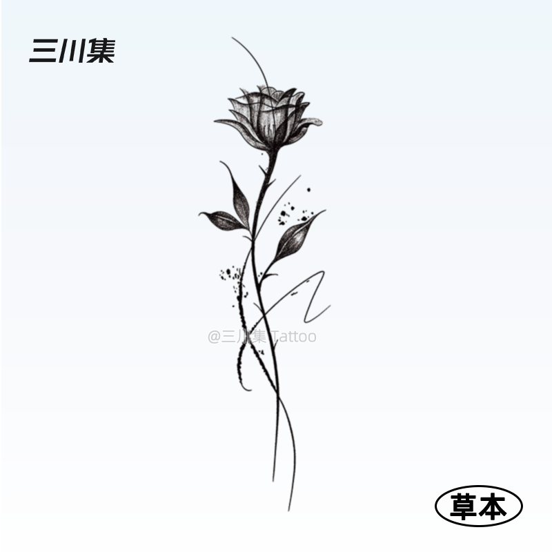 三川集草本纹身贴玫瑰花草本纹身贴仿真文身防水持久女高级感手臂