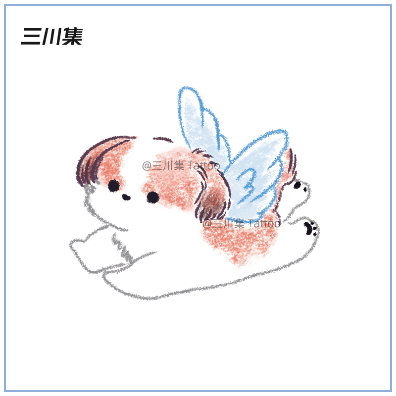 可爱飞狗 小狗彩色纹身贴 原创手绘小清新狗狗贴纸女手臂手腕儿童