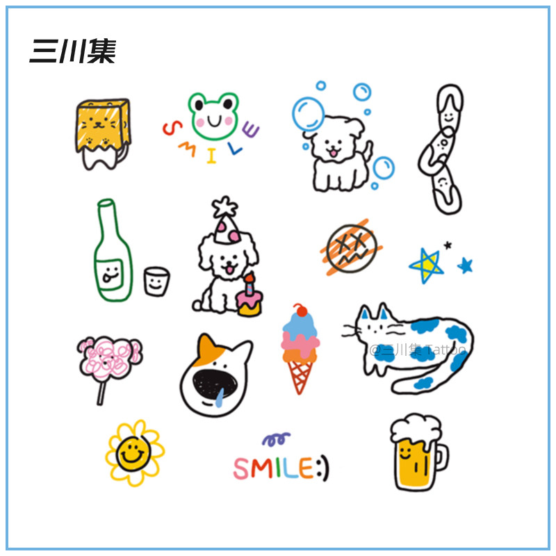 卡通纹身贴女防水持久彩色小图案可爱有趣少女心小清新儿童贴纸