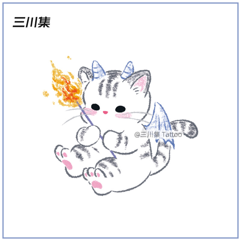 魔鬼猫咪小猫可爱卡通小清新纹身贴防水持久女 手臂手腕ins风贴纸