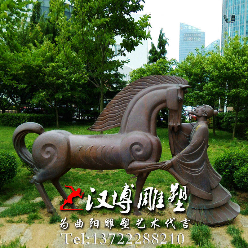 玻璃钢校园文化艺术寓言故事伯乐相马人物雕像步行街户外景观雕塑