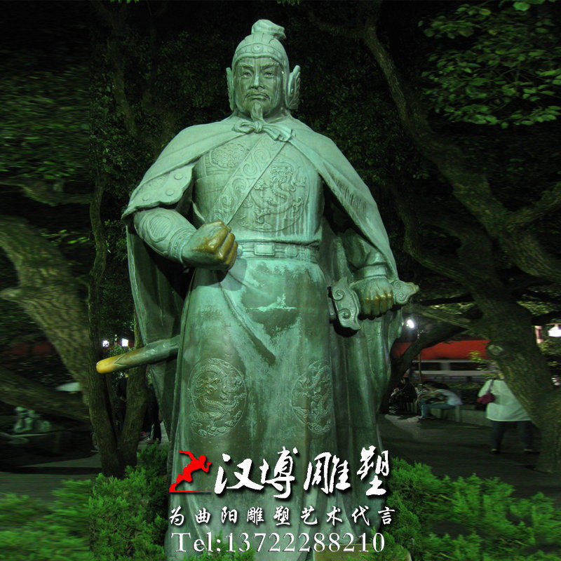 玻璃钢铸铜雕塑古代英雄大将军岳飞人物雕塑户外广场景观雕塑定制