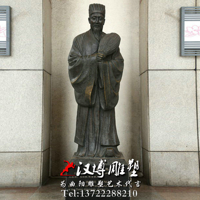古代政治家诸葛亮人物雕像户外广场景观小品雕塑玻璃钢雕塑定制做