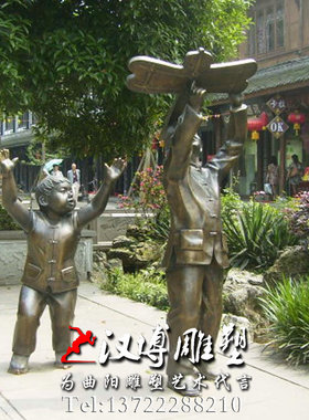 玻璃钢小孩户外景观主题雕塑定制