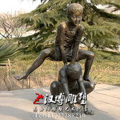 玻璃钢仿铜童趣人物雕塑公元 小区景观雕塑跳马人物雕像铜雕制作