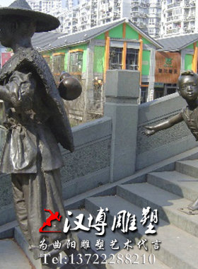 玻璃钢渔民户外公园景观雕塑定制