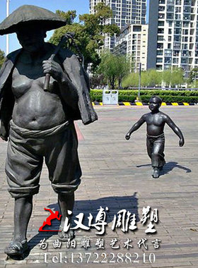 玻璃钢渔民城市广场景观人物雕塑