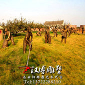 玻璃钢雕塑农耕主题雕塑农忙收秋场景人物雕塑户外农家乐景观雕塑