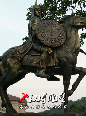 玻璃钢古代骑马园林景观人物雕塑