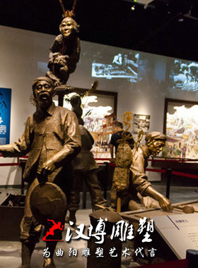 玻璃钢杂技民间艺术风主题雕塑