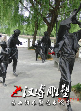 民俗农村情景玻璃钢步行街仿铜