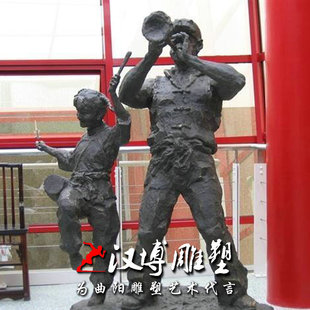 吹喇叭人物铸铜雕塑定制敲腰鼓雕塑音乐舞蹈雕塑广场公园小品雕塑