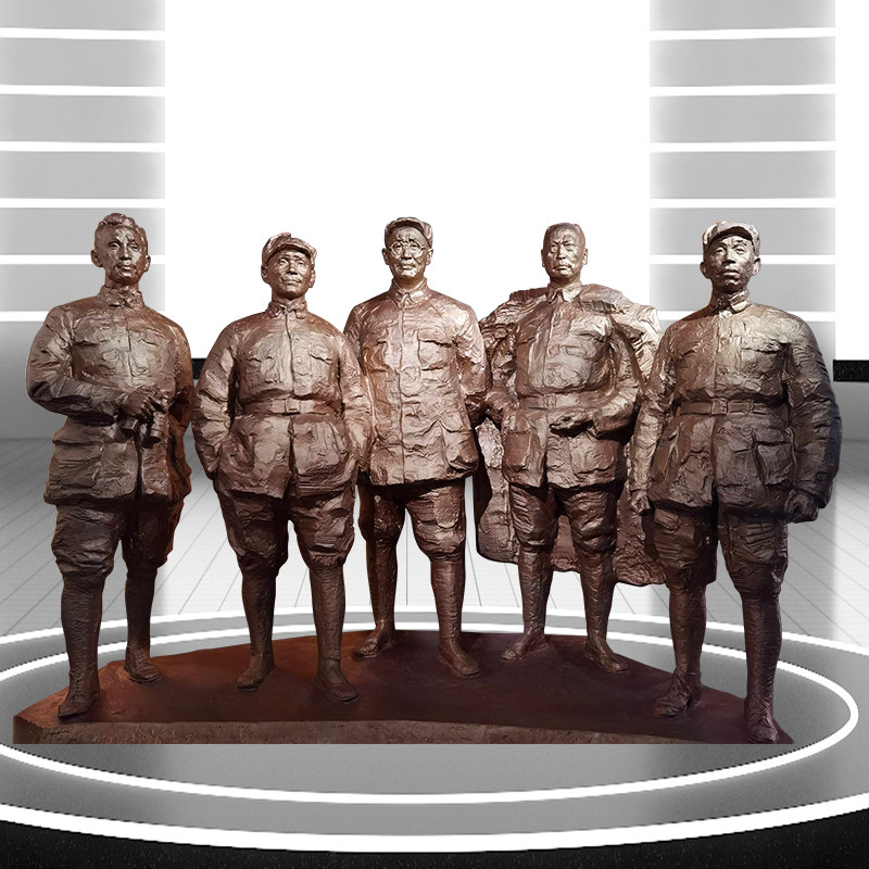 玻璃钢仿铜红军人物雕塑铸铜渡江战役总前委雕像定制户外广场景观