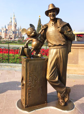 玻璃钢铸铜游乐场米奇卡通摆件