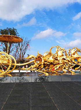 铸铜玻璃钢不锈钢马车雕塑定做