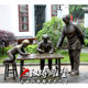 玻璃钢仿铜古代教书先生学生上课情景雕塑校园文化教育主题雕塑摆