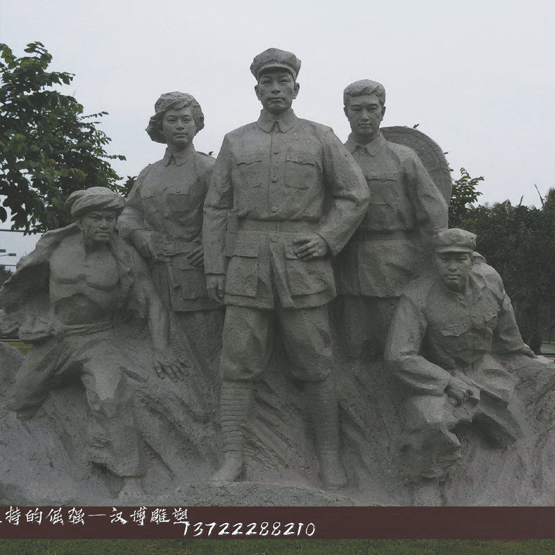 玻璃钢仿铜人物雕塑抗战时期群雕户外广场公园景观著名烈士雕塑