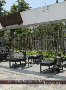 玻璃钢景观古代读书校园人像雕塑