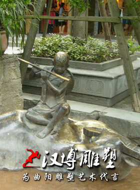 玻璃钢雕塑民俗牧童骑黄牛