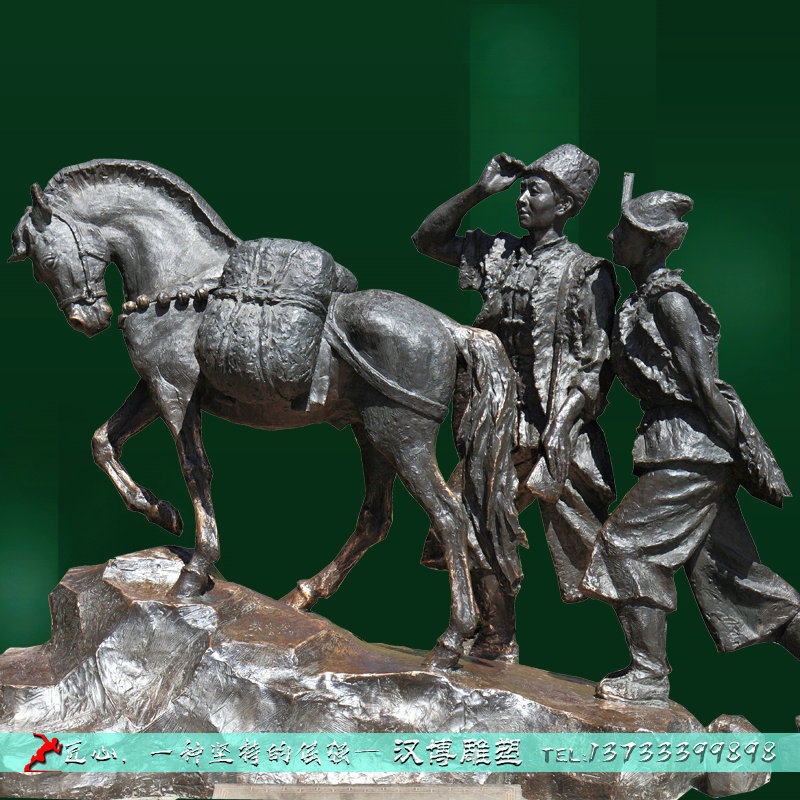 玻璃钢仿铜人物雕塑户外广场公园茶马古道主题铜雕马帮雕塑像定制