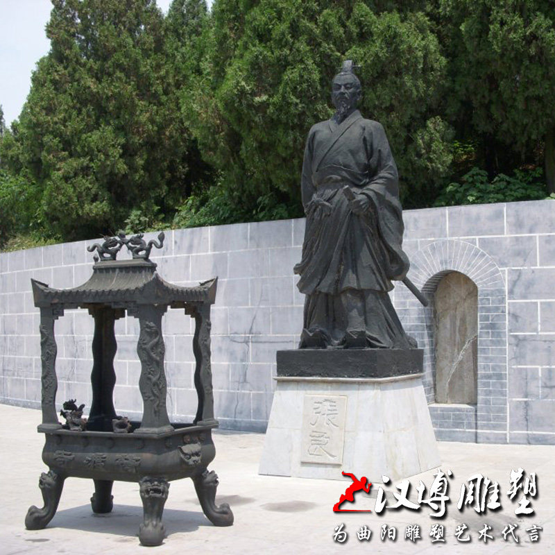 玻璃钢仿铜张良人物雕塑树脂古代三国名人雕像城市户外景观雕塑