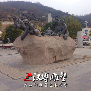 定做玻璃钢树脂人物雕塑南泥湾雕塑仿铜抗战时期雕塑旅游景观雕塑