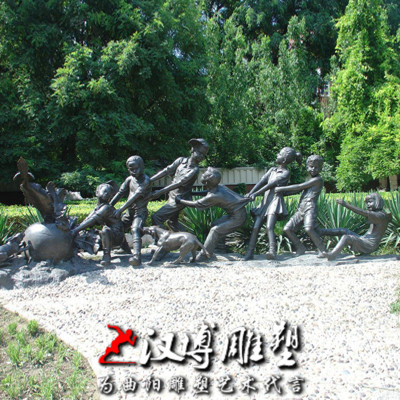 玻璃钢加工定制做拔萝卜旅游景点景观园林树脂仿铜小品雕塑