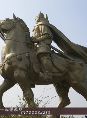 玻璃钢古代骑马户外景观主题雕塑