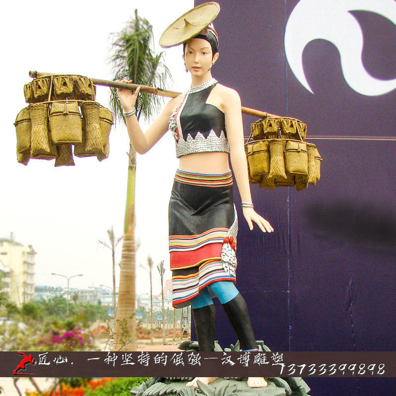 城市广场少数民族主题雕塑玻璃钢仿彩绘雕像铜雕塑人物塑像可定制