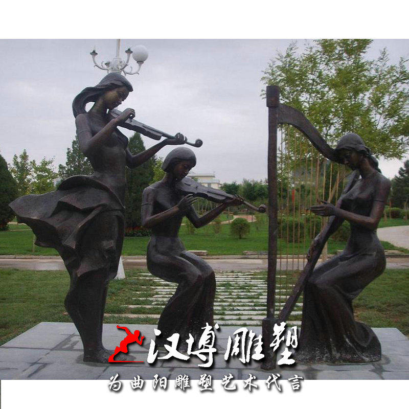 定做玻璃钢少女拉小提琴广场景观人物雕塑音乐人物雕像小品表演像