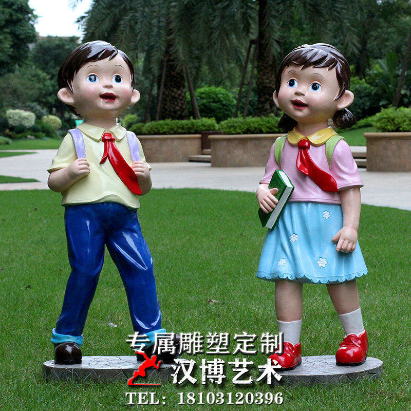 卡通娃娃雕塑彩绘人物雕塑制作玻璃钢雕塑制作校园摆放雕塑制作