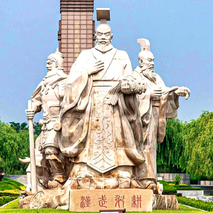 大型石雕花岗岩历史雕塑玻璃钢仿铜汉武躬耕人物塑像公园景观装饰