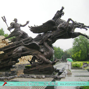玻璃钢人物雕塑古代大禹治水场景铜雕园林广场景观名人塑像定制