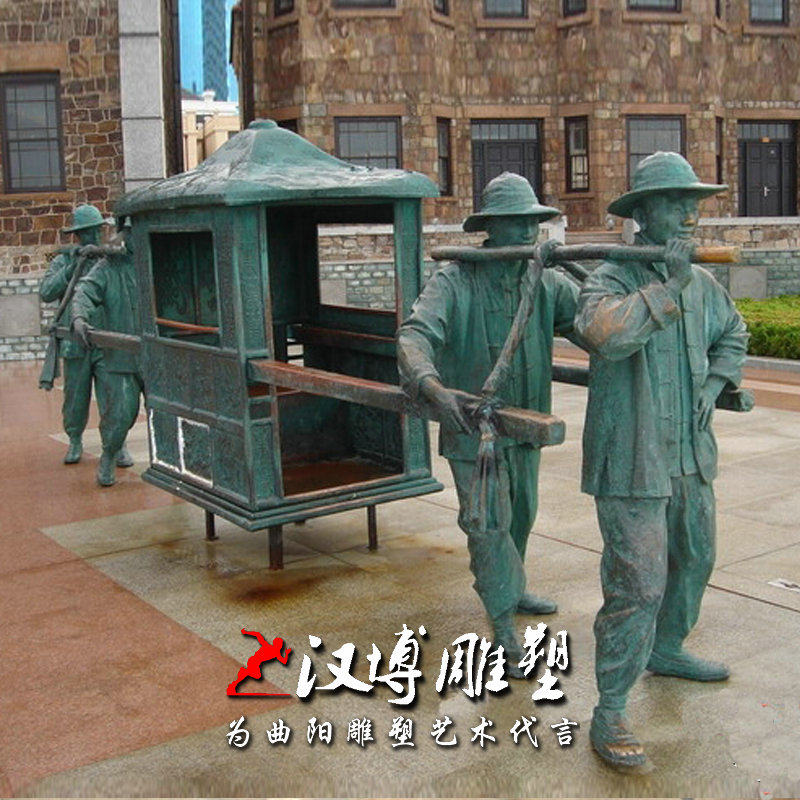 玻璃钢抬花轿人物雕塑公园小区景观雕塑大型户外景观公园铜雕雕像