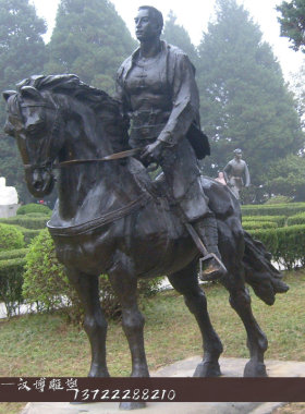 玻璃钢骑马士兵园林景观主题雕塑